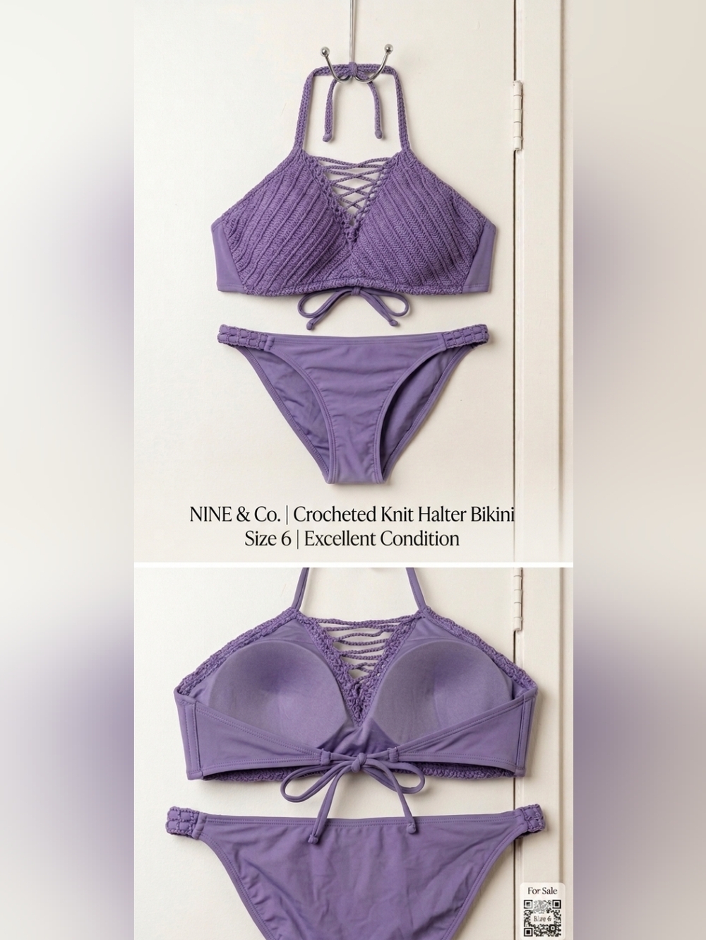 Xhilaration Lavender Crochet-Accent Bikini Set
